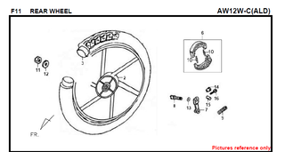 F11 RUEDA TRASERA FIDDLE 125 AW05W-C Para SYM Repuesto de calidad superior